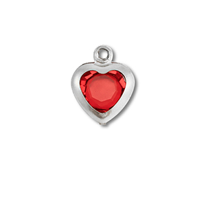 Stainless Steel - Rostfrei Stahl Anh&auml;nger Herz Silver-red