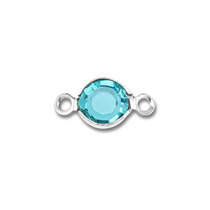 Stainless Steel - Rostfrei Stahl Schmuckzubeh&ouml;r Zwischenst&uuml;ck Rund Silver-aquamarine blue
