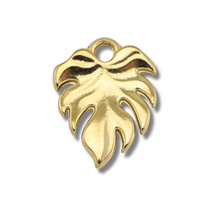 Stainless Steel - Rostfrei Stahl Anh&auml;nger Blatt Gold