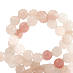 Naturstein Perlen Quarz 6mm Peachy-off white