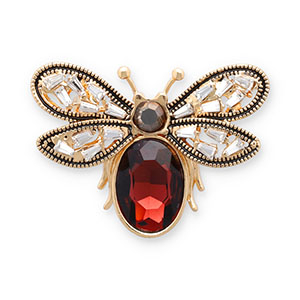 Broschen Schmetterling Gold-dark red-grey-transparent