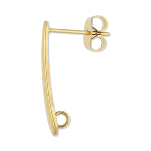 Stainless Steel - Rostfrei Stahl Schmuckzubeh&ouml;r Ohrringe / Ohrstecker Lang mit &Ouml;se Gold