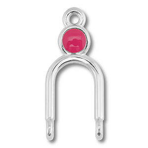 Metall Anh&auml;nger DQ Zwischenst&uuml;ck Antik silber (Nickelfrei)-magenta