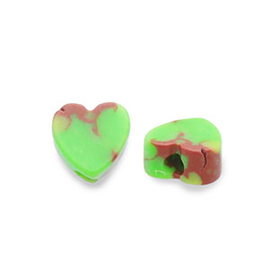 Naturstein Perlen Calcit Herz Bright green