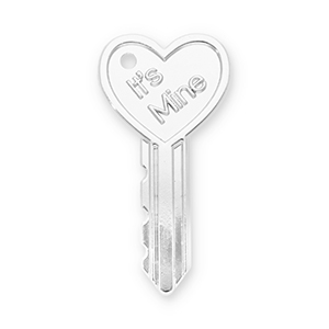 Statement-Anh&auml;nger Schl&uuml;ssel Herz "It's mine" Silver