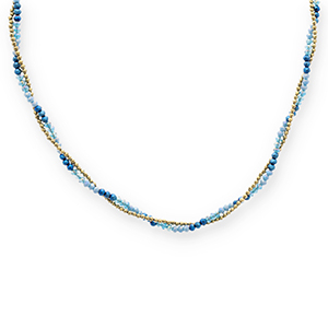 Ketten aus Stainless Steel - Rostfreiem Stahl Top Glas Facett Perlen Gold-blue-dark blue