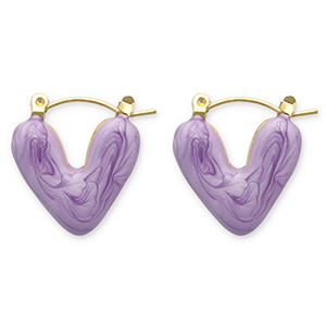 Ohrringe aus Stainless Steel - Rostfreiem Stahl Creolen Herz Gold-purple