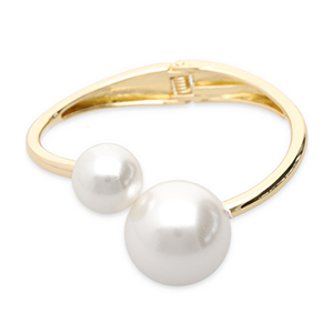 Metallarmb&auml;nder mit Imitation Perlen Gold-white