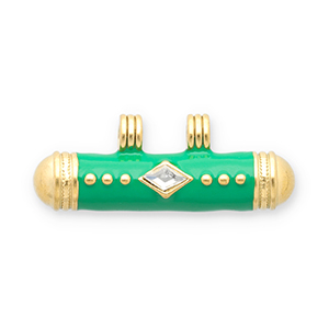 Stainless Steel - Rostfrei Stahl Message Bead Anh&auml;nger Gold-green-transparent