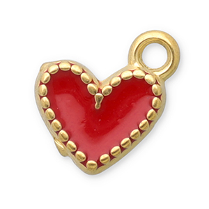 Stainless Steel - Rostfrei Stahl Anh&auml;nger Herz Gold-red