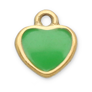 Stainless Steel - Rostfrei Stahl Anh&auml;nger Herz Gold-light green
