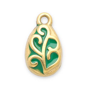 Stainless Steel - Rostfrei Stahl Anh&auml;nger Blatt Gold-green
