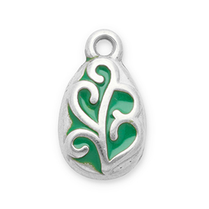 Stainless Steel - Rostfrei Stahl Anh&auml;nger Blatt Silver-green