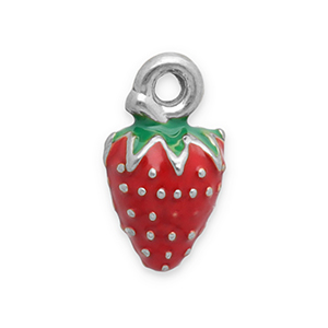 Stainless Steel - Rostfrei Stahl Anh&auml;nger Erdbeere Silver-red-green