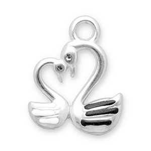 Stainless Steel - Rostfrei Stahl Anh&auml;nger Schwan Silver-black-white