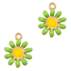 Basic Quality Metall Anh&auml;nger Blume Gold-Ochre yellow-green