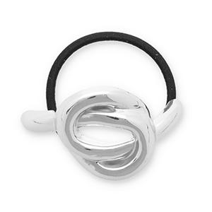 Haarschmuck Haargummi mit Metall Knoten Silver-black