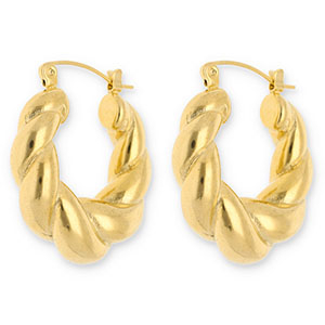 Ohrringe aus Stainless Steel - Rostfreiem Stahl Creolen Twisted Gold