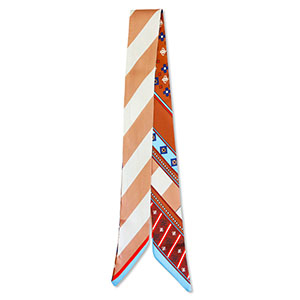 Bandana Schal mit Schr&auml;ge Linien Brown-light blue-red