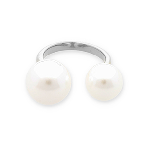 Ringe aus Stainless Steel - Rostfreiem Stahl Perlen Silver-white