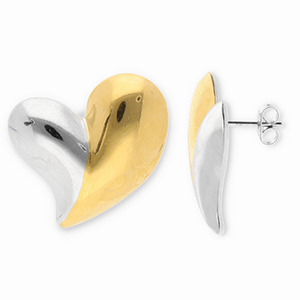 Ohrringe aus Stainless Steel - Rostfreiem Stahl Ohrstecker Herz Gold-silver