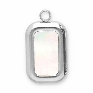 Stainless Steel - Rostfrei Stahl Anh&auml;nger Muschel Rechteck Silver-white