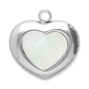 Stainless Steel - Rostfrei Stahl Anh&auml;nger Muschel Herz Silver-white