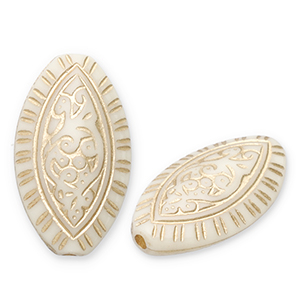 Acrylperlen Oval Off white-gold