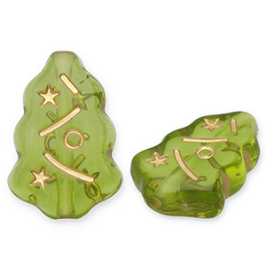 Acrylperlen Weihnachtsbaum Olive green-gold
