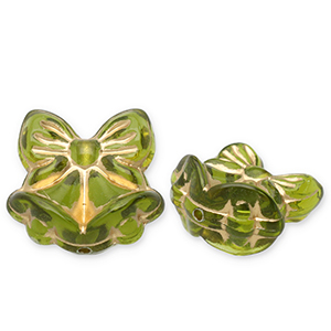 Acrylperlen Schleife mit Glocken Olive green-gold