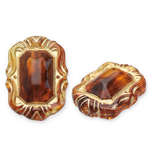 Acrylperlen Rechteck Cognac brown-gold