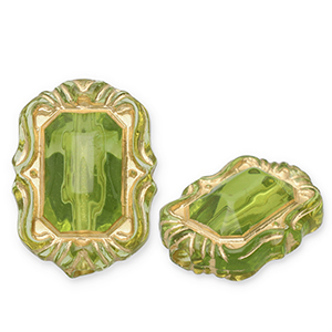 Acrylperlen Rechteck Olive green-gold