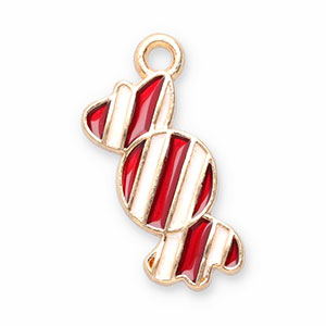 Metall Anh&auml;nger Bonbon Red-white-gold