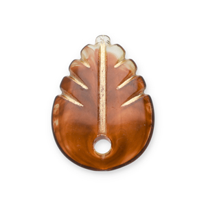 Acryl Anh&auml;nger Blatt Cognac brown-gold