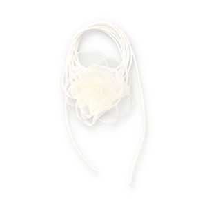 Blumen Halskette Organza Off white