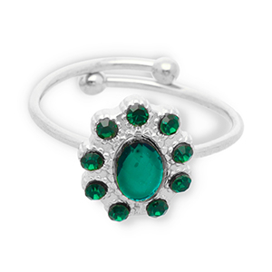 Ringe aus Stainless Steel - Rostfreiem Stahl Silver-dark green