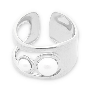 Ringe aus Stainless Steel - Rostfreiem Stahl Perlen Silver-white