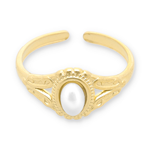 Ringe aus Stainless Steel - Rostfreiem Stahl Perlen Gold-white