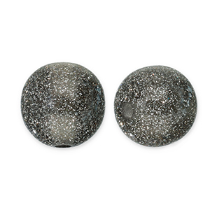 12 mm Acrylperlen mit Glitzer Black-silver