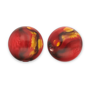 Resin Perlen mit Glitzer 12mm Red-gold