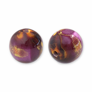 Resin Perlen mit Glitzer 12mm Purple-gold