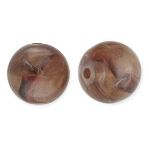 12 mm Acrylperlen Rund Brown-white
