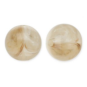 12 mm Acrylperlen Rund Beige brown-white