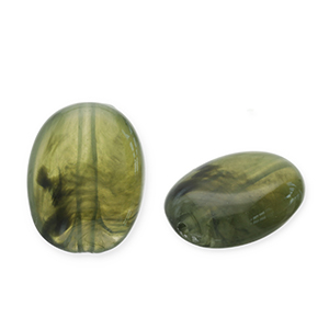 Acrylperlen Oval Olive green