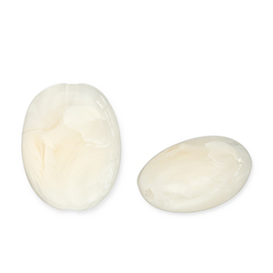 Acrylperlen Oval Off white-white