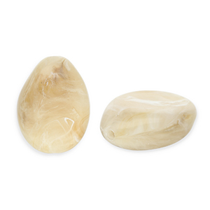 Acrylperlen Tropfenform Beige brown-white