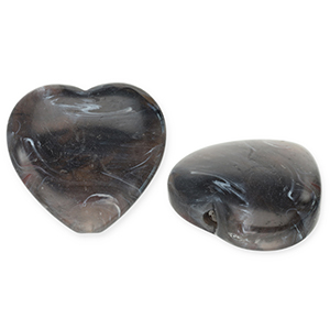 Acrylperlen Herz Dark grey-white