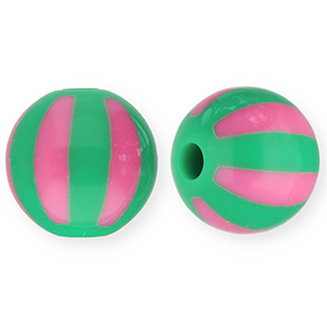 12 mm Acrylperlen mit Streifen Green-pink