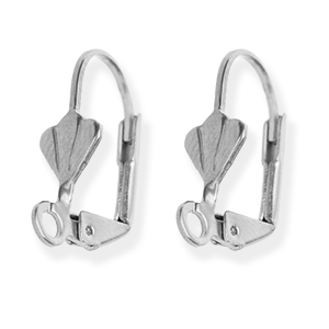 Stainless Steel - Rostfrei Stahl Schmuckzubeh&ouml;r Ohrh&auml;nger verschliessbar Muschel mit &Ouml;se Silver