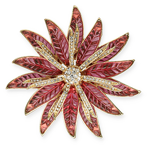 Statement Broschen mit &Ouml;se Blume Gold-pink-transparent